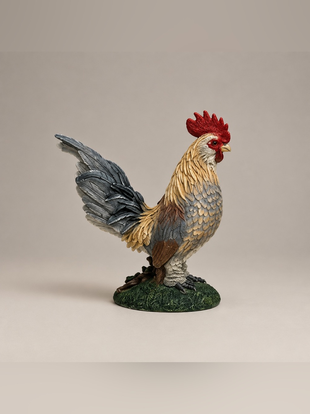 Resin Rooster Hand Painted Figurine Farmhouse Decor